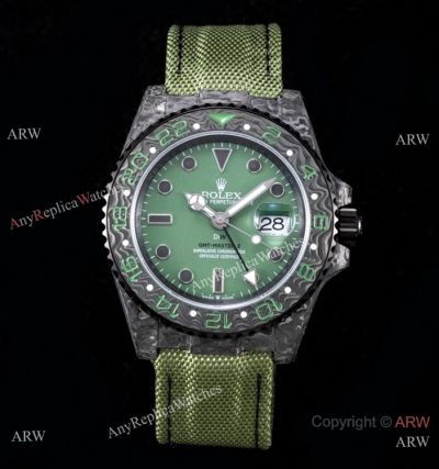 Rolex DiW GMT-Master II Custom Watch JH Cal.3186 Forged Carbon Green Nylon Strap